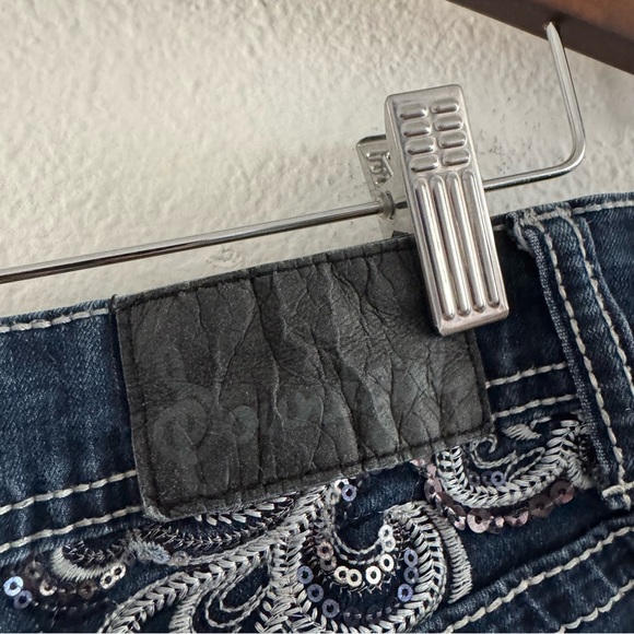 Denim Embroidered Bootcut Unique Paisley Sequin Flashy Sound Girl Size 9 Western - Picture 9 of 16